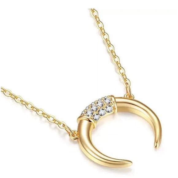 NEW Women's Gold-Plated Crescent Moon Horn Necklace Size 16 + 2” - Picture 10 of 12
